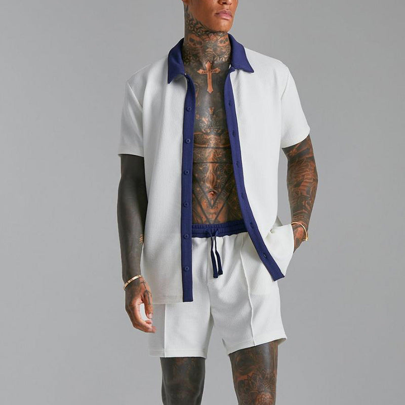 Mens Button Closure Shirt Relaxed Fit Short Sleeve Breathable Cotton Casual Everyday Wear