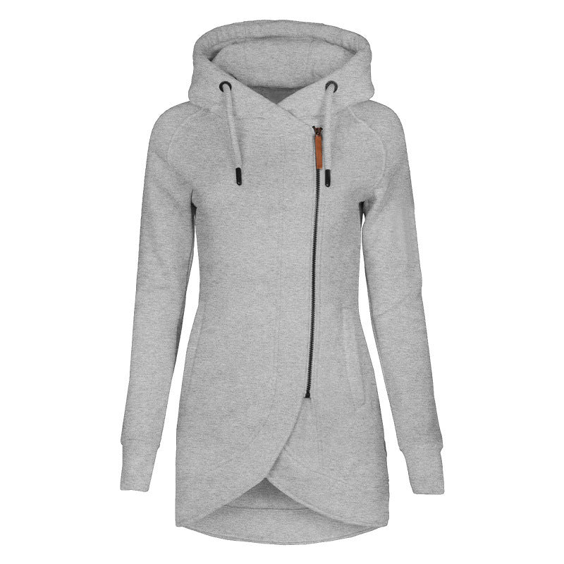 Street-Wave Womens Lightweight Hooded Coat With Asymmetric Cut For Urban Everyday Comfort