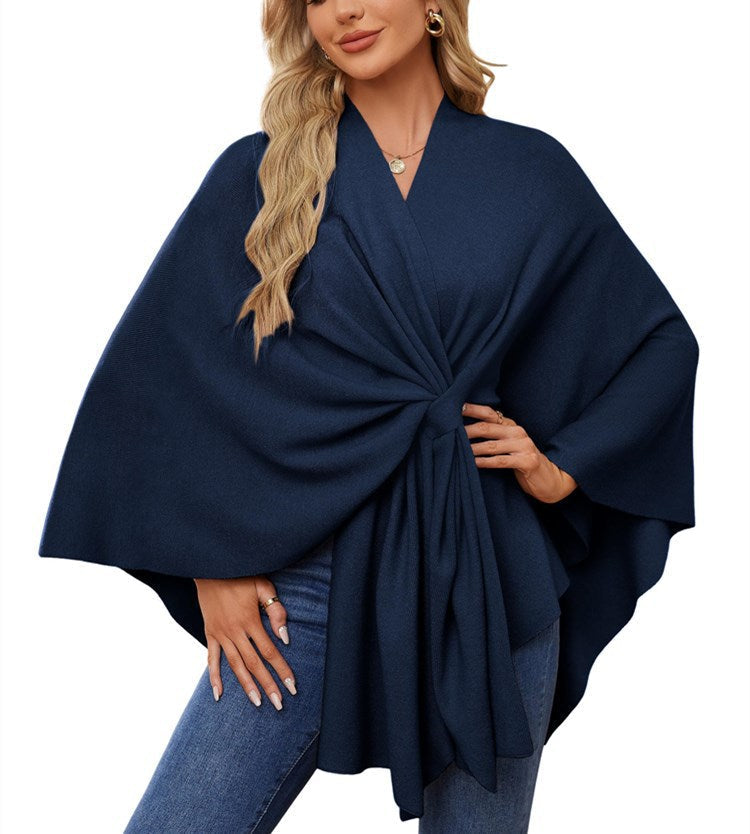 Street Wave Womens Elegant Wrap Sweater with Asymmetric Knot Tie Front For Everyday And Special Occasions