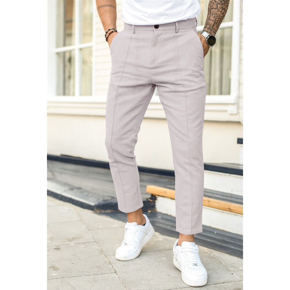 Nordic Flair Men's Slim Fit Ankle Trousers With Double Pleats