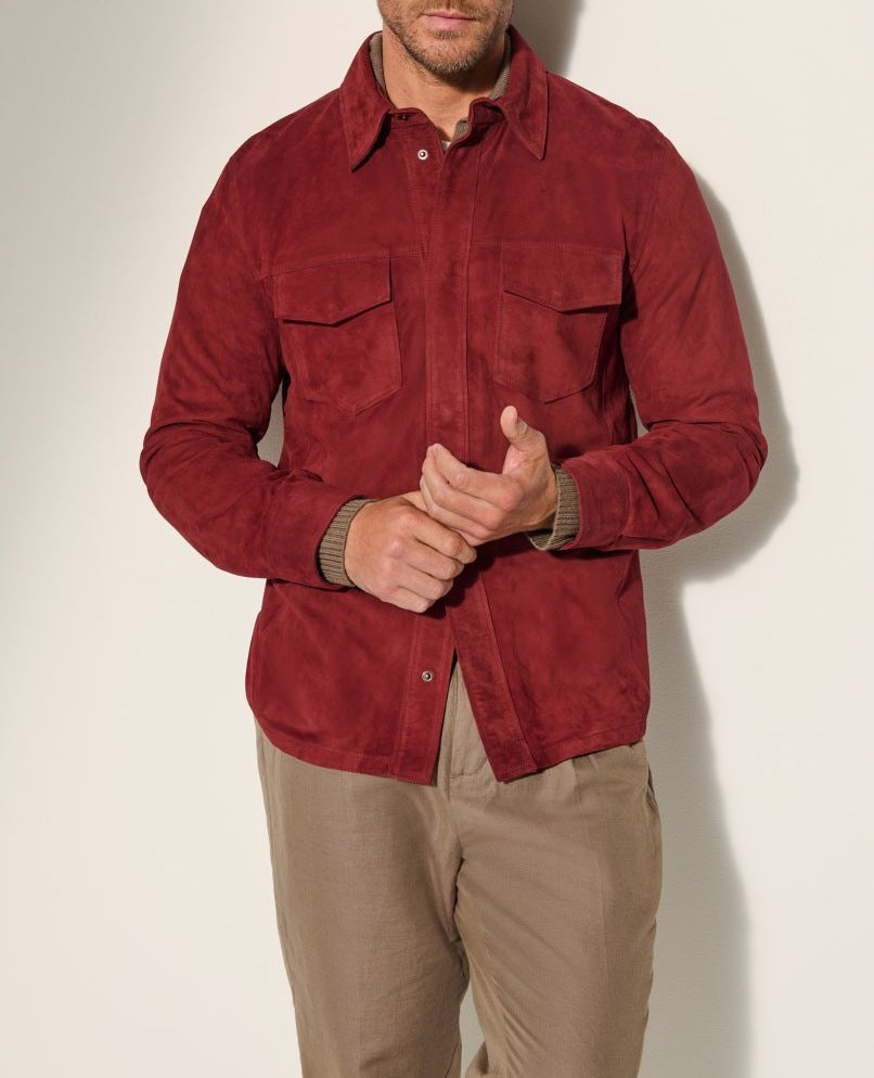 Street Wave Men's Suede Jacket With Two Patch Pockets Modern Fit For Stylish Everyday Wear