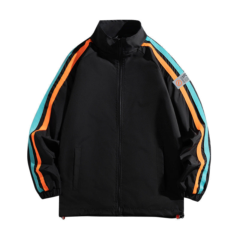 Street-Wave Women's Windbreaker Jacket With Breathable Fabric And Contrast Stripes