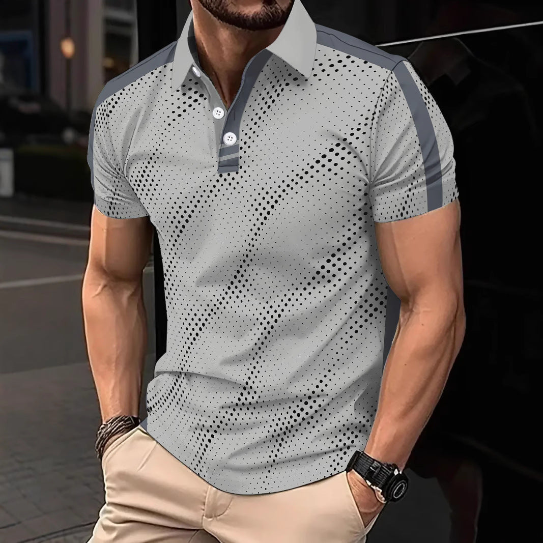 Polo Shirt Street-Wave Mens Slim Fit Breathable Cotton With Graphic Stripes