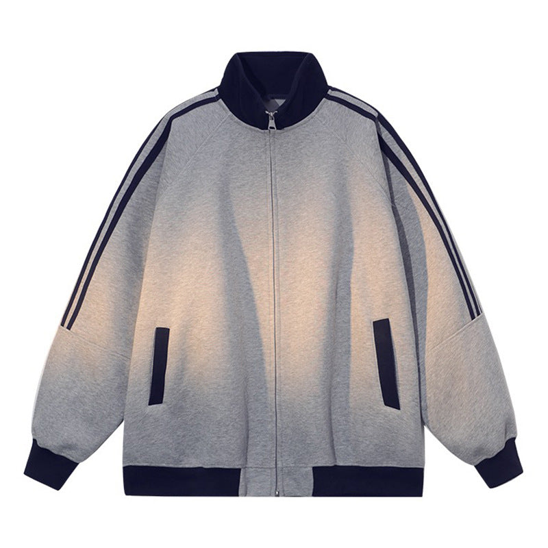 Street-Wave Women's Premium Sport Zip Hoodie With Striped Sleeves For Versatile Active Wear