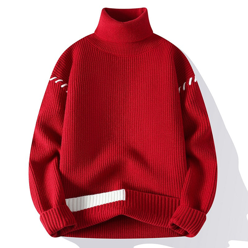Street-wave Women Chunky Knit Turtleneck Sweater With Decorative Sleeve Details And Soft Cotton