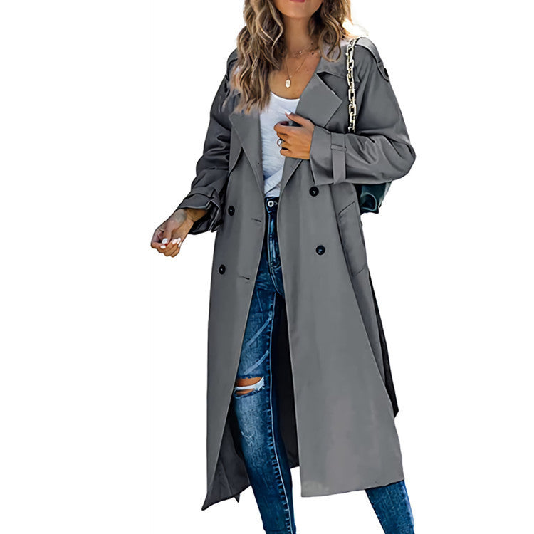 Street Wave Women Trench Coat Chic Elegant Warm Weatherproof Long Coat For Stylish Professionals