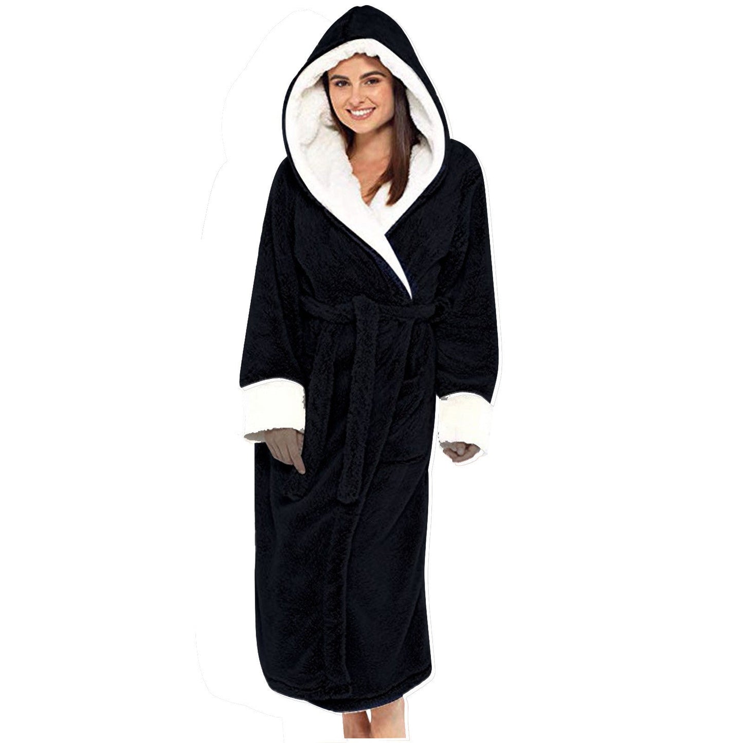 Street Wave Women's Cozy Fleece Hooded Bathrobe With Belt Soft Warm Comfort For Cozy Mornings And Lounges