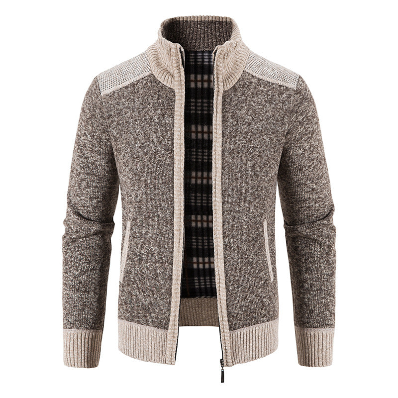 Street-wave Mens Knit Cardigan With Modern Zip Up Warm Soft Wool For Everyday Style