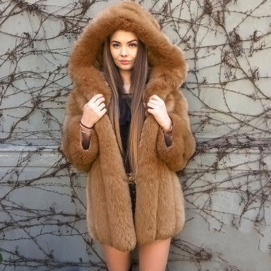 Faux Fur Hooded Coat For Women By Street Wave Luxurious Plush Warmth And Style Cozy Comfort