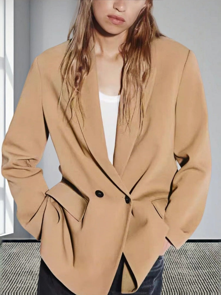 Street Wave Womens Oversized Blazer Elegant Double Breasted Design With Pockets For Modern Wardrobe