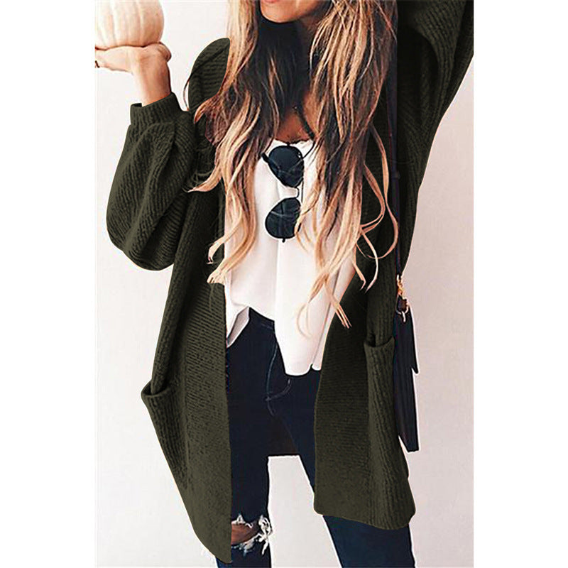 Streetwave Womens Loose Knit Cardigan With Open Pockets And U Shaped Hem For Effortless Everyday Style