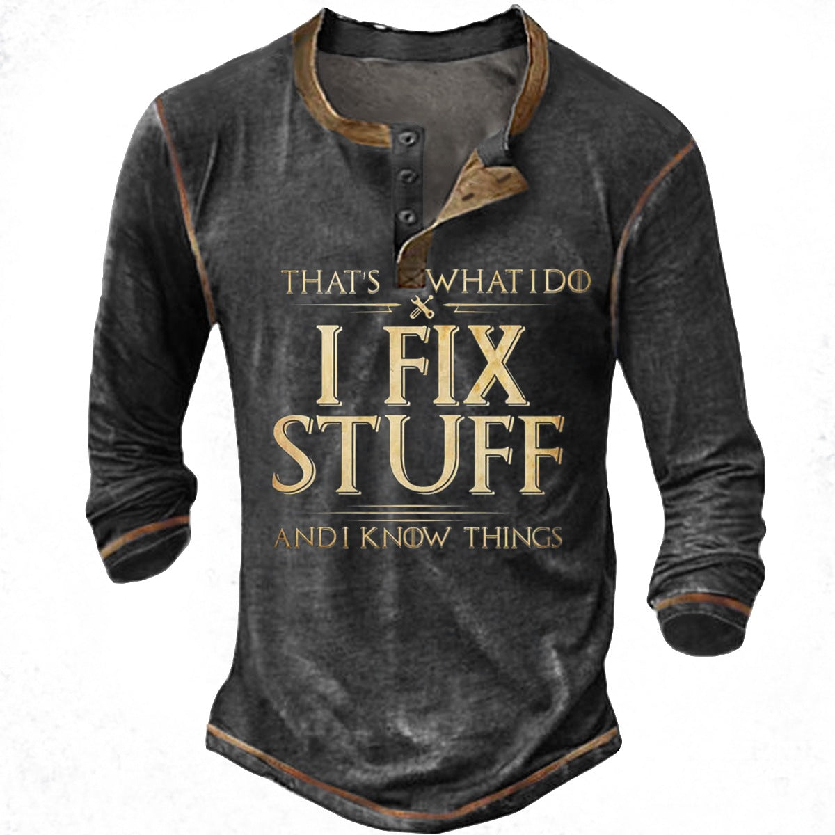 Street-Wave Men's Casual Long Sleeve Shirt With Motivational Print For Everyday Comfort