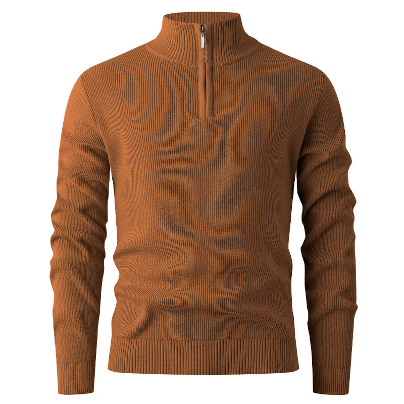 Streetwave Mens Knit Pullover With Zip Stand Collar Premium Warmth And Versatile Everyday Wear