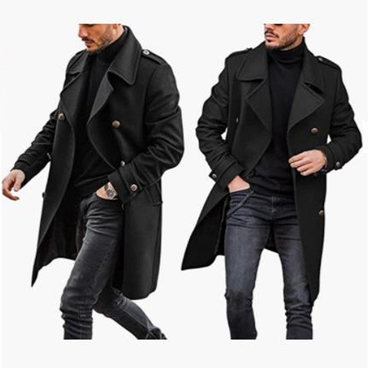 Street-wave Mens Wool Coat With Relaxed Collar And Double Breasted Premium Warmth For Everyday Style