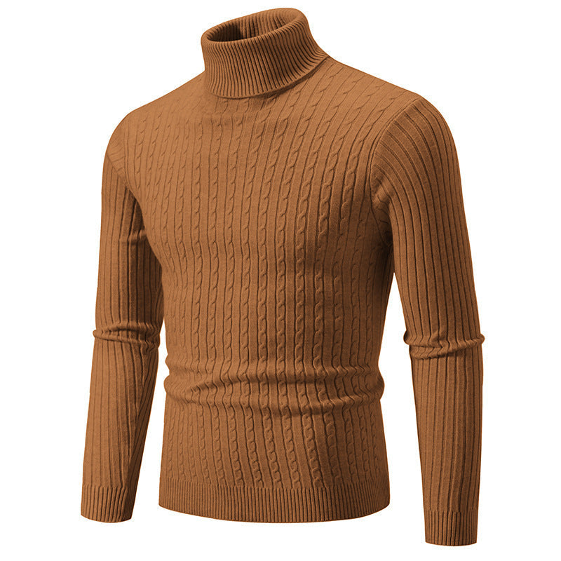 Street-Wave Mens Cable Knit Turtleneck Sweater With Premium Structured Cable Knit For Warm Winter Days