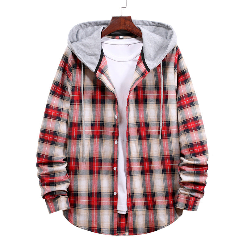 Plaid Flannel Hooded Jacket For Women Street-wave Warmth Cozy Comfort Versatile For Transitional Weather