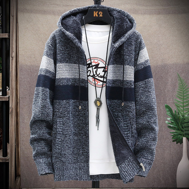 Street-Wave Men Fleece Hoodie With High Collar For Warmth And Comfort Cozy Lining For Everyday Wear