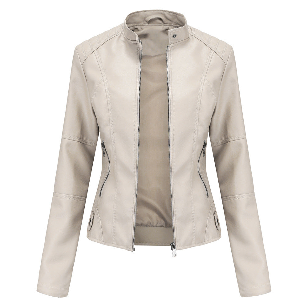 Streetwave Women Leather Jacket With Quilted Shoulders Timeless Style Cozy Comfort For Outdoors