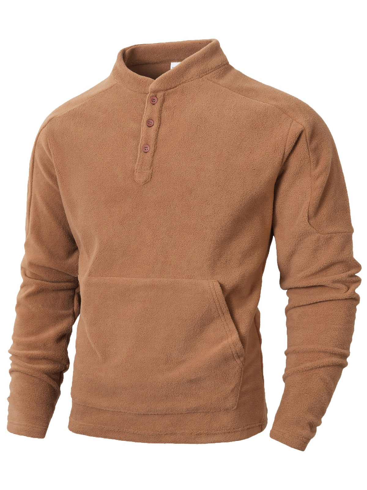 Men's Fleece Pullover With Stand Collar And Button Details By Street-wave Cozy Warmth For Cold Days