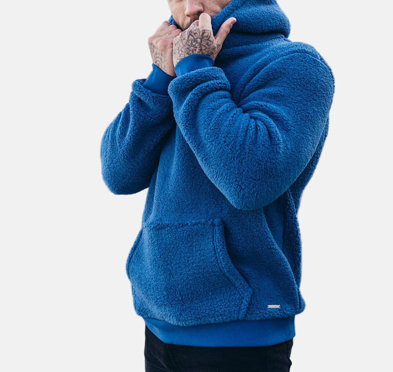Men's Soft Fleece Hoodie With Relaxed Fit Pullover Kangaroo Pocket And Ribbed Trim