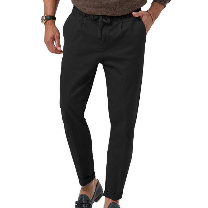 Street Wave Mens Elegant Linen Pants With Elastic Waistband And Practical Pockets