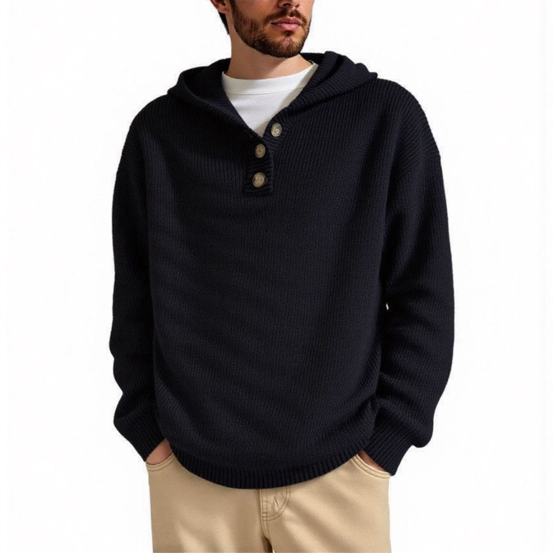 Mens Cable Knit Hoodie By Street-Wave Premium Cozy Structured Knit Pullover For Style-Conscious Men