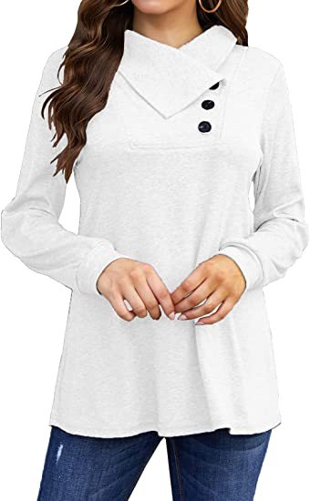Streetwave Women's Casual Top With Asymmetric Collar And Button Detail For Everyday Chic