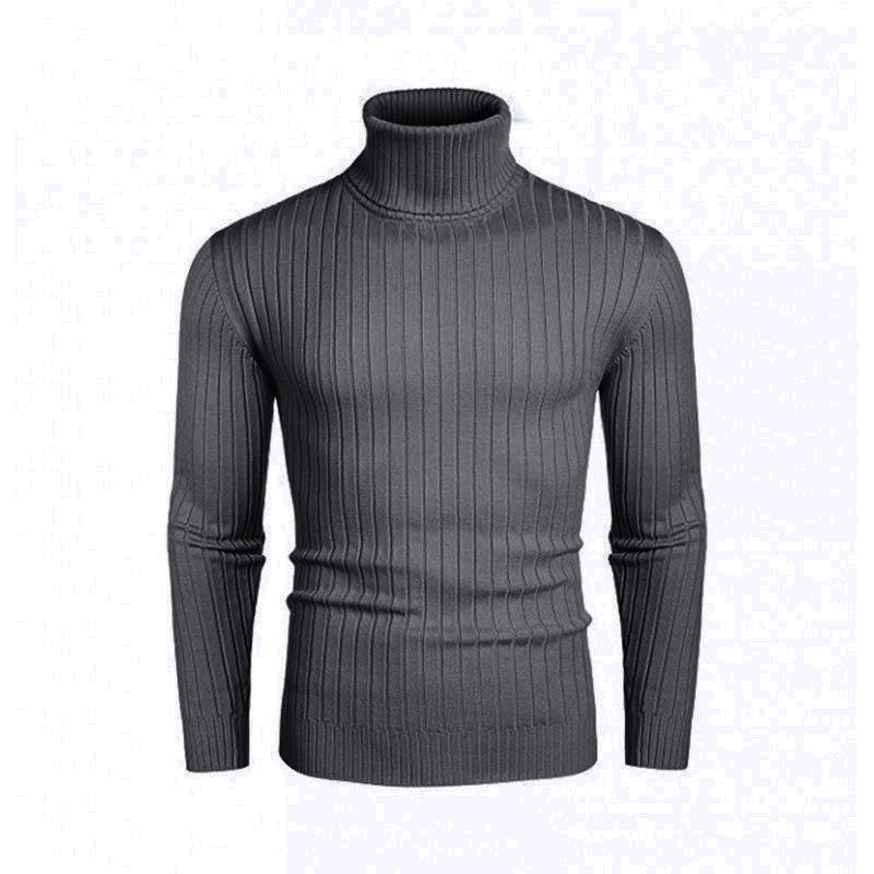 Mens Elegant Turtleneck Knit Sweater In Fine Ribbed Knit By Street Wave Soft Breathable Warmth For Office