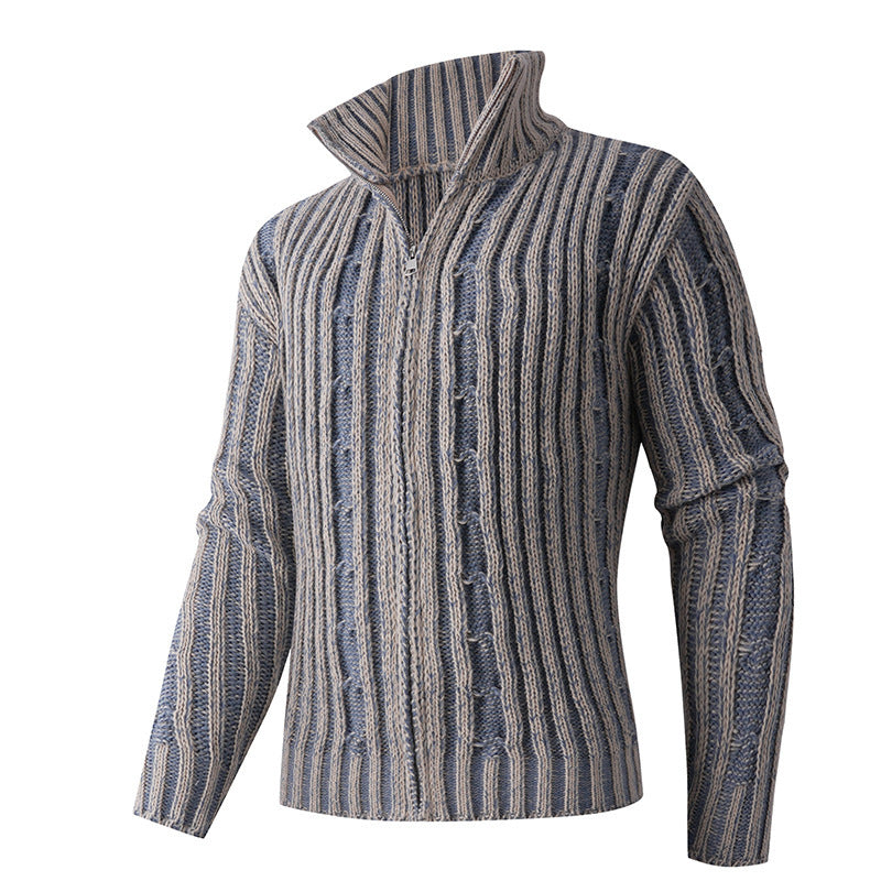 Streetwave Mens Striped Knit Sweater Breathable Cotton Blend Premium Everyday Comfort