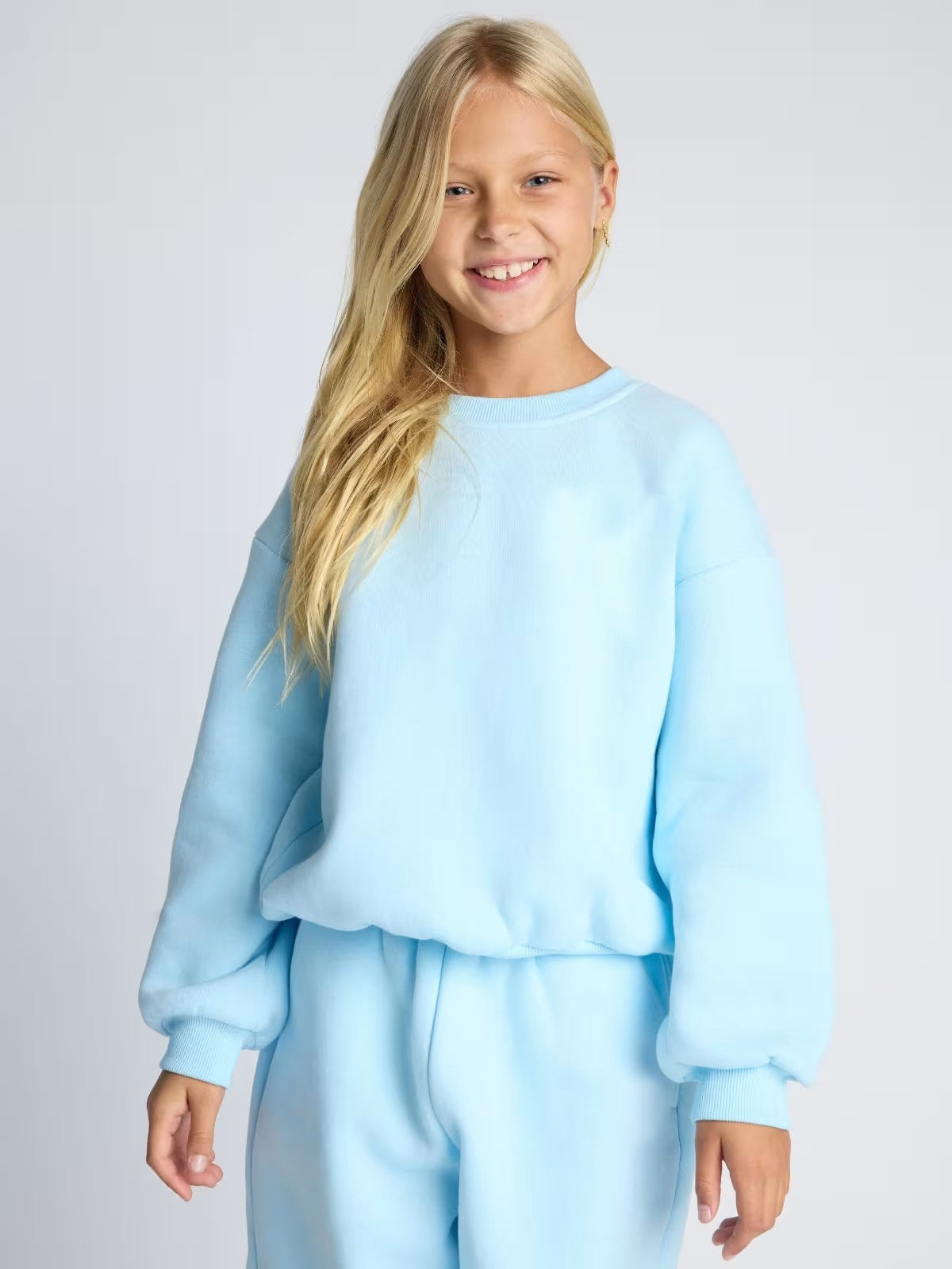 Street Wave Womens Cozy Light Blue Sweatshirt And Jogger Set For Loungewear Comfort With Premium Soft Fabric