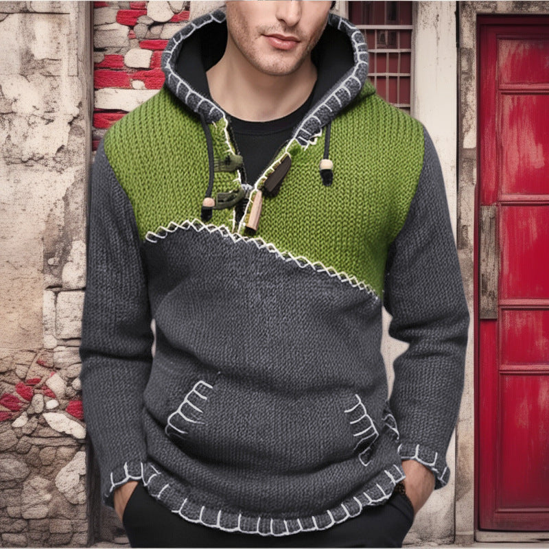 Mens Hoodie With Unique Zigzag Knit Pattern Premium Streetwave For Men Cozy All Day Warmth