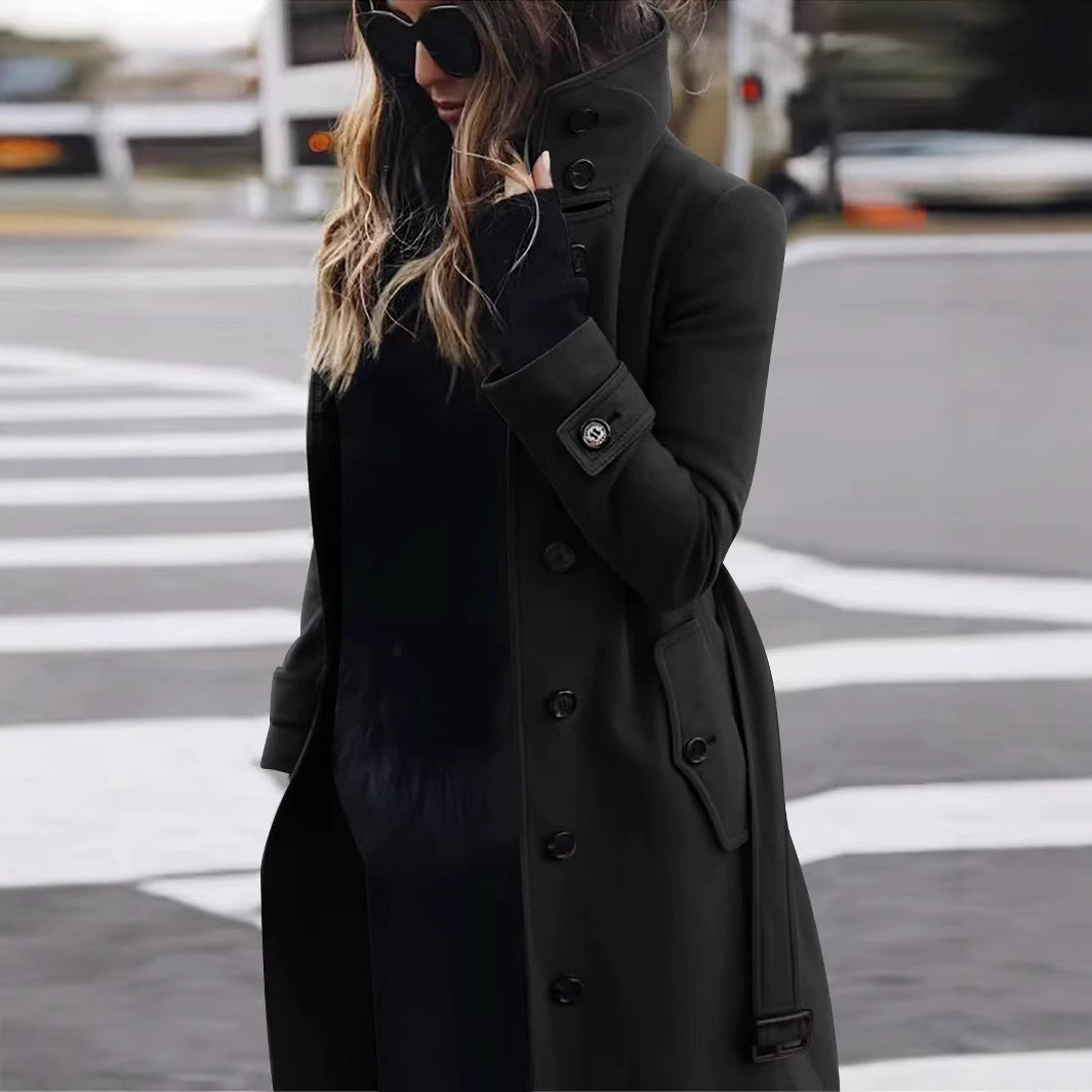 Street-wave Women's Elegant Long Wool Coat With Supreme Warmth Wind Protection And Modern Sophistication