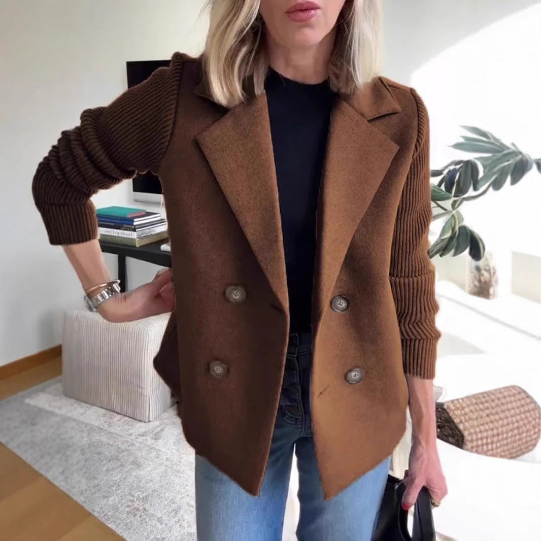 Street-Wave Women Double Breasted Blazer Jacket With Structured Sleeves Chic Officewear