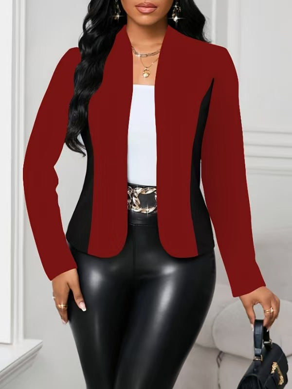 Street-Wave Women's Modern Blazer Jacket With Colorblocked Panels Flattering Fit Office Ready