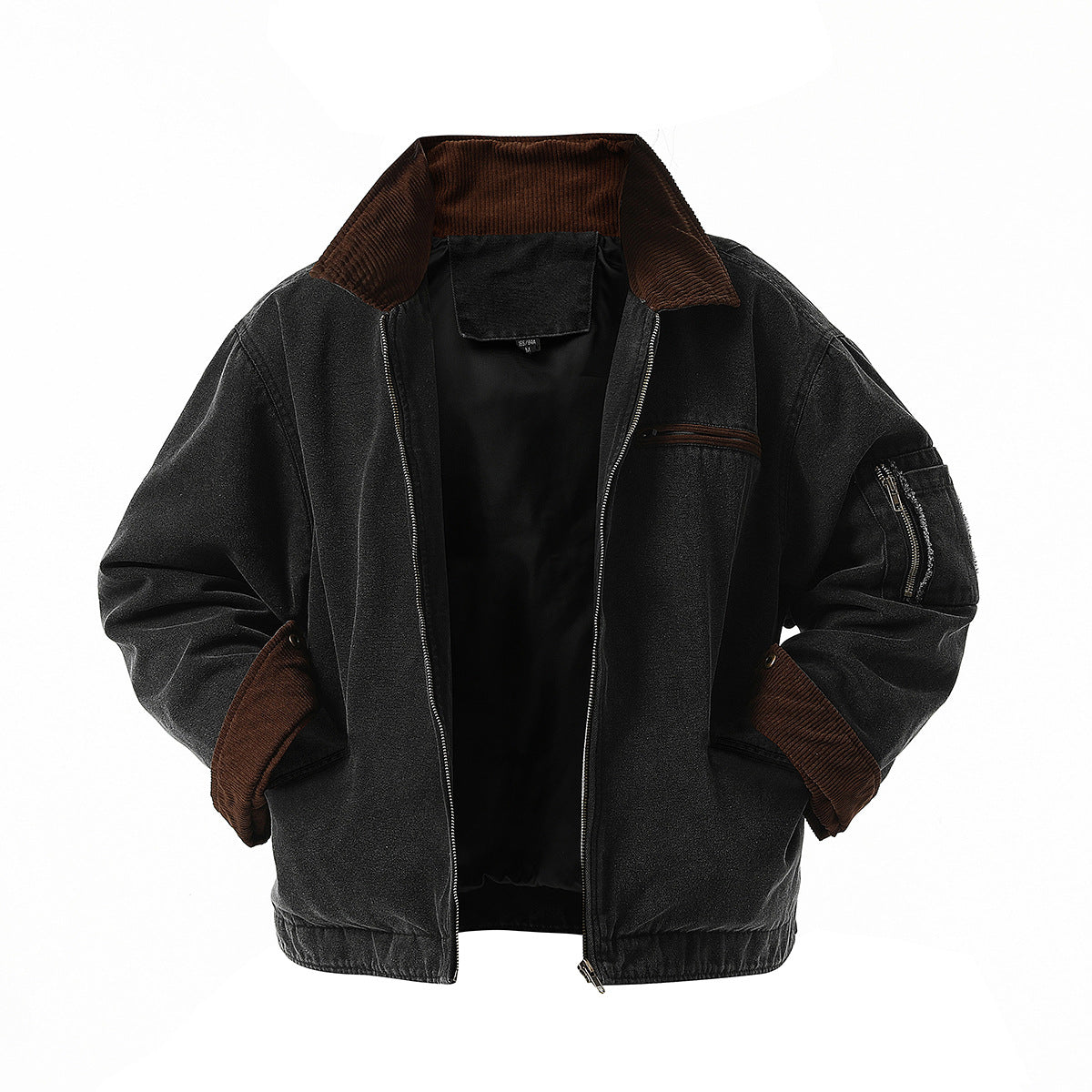 Stylish Urban Transitional Jacket For Men Street-wave Cord Collar With Practical Pockets