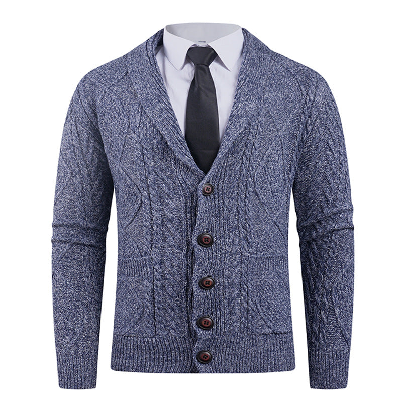 Mens Cable Knit Cardigan With Shawl Collar Street-wave Premium Comfort For Stylish Professionals