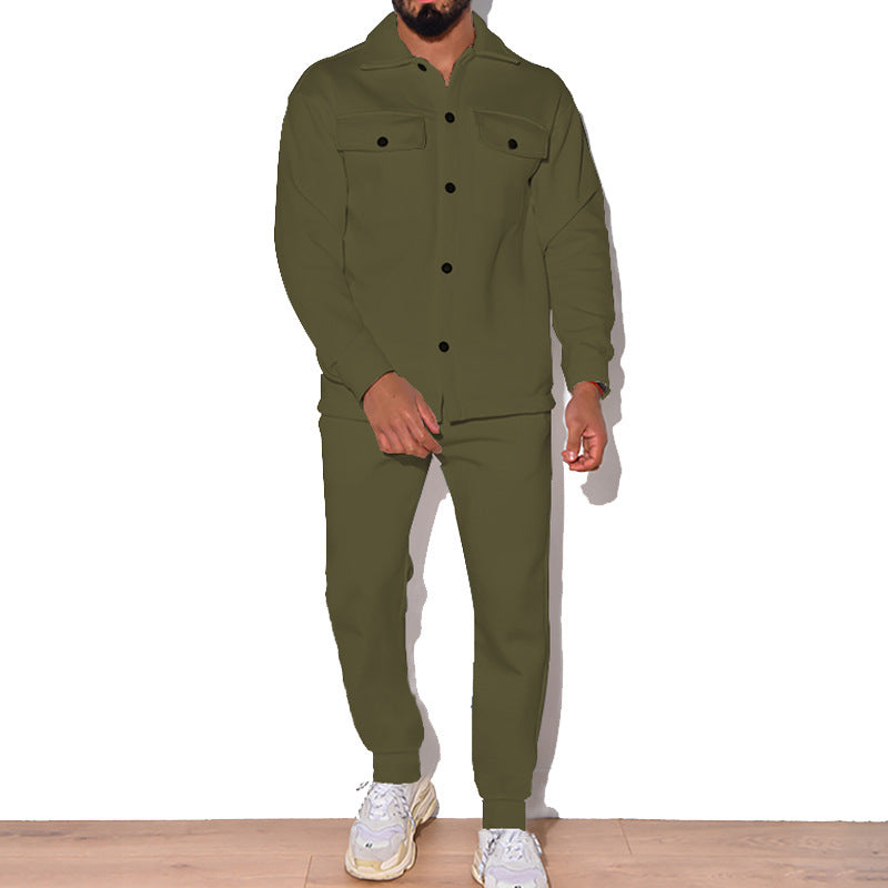 Mens Casual Shirt And Jogger Set Street Wave Comfortable Weekend Outfit For Men Everyday Comfort