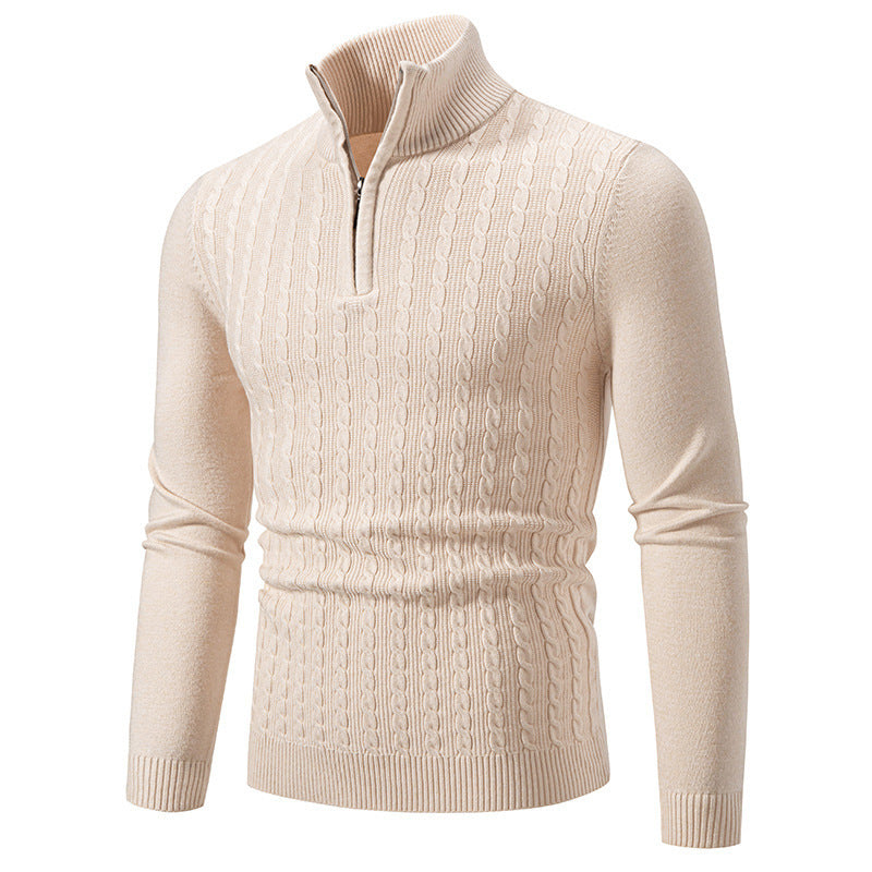 Street-wave Men's Zip Up Cable Knit Premium Turtleneck Sweater for Stylish Comfort and Everyday Wear