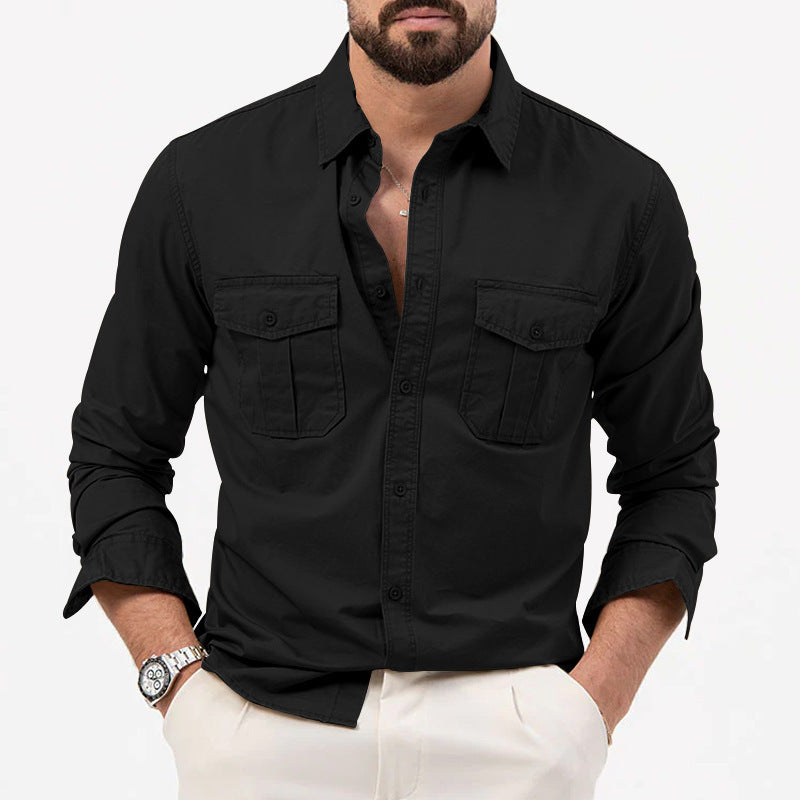 Street Wave Men's Breathable Cotton Blend Shirt With Double Stitched Pockets For Everyday Style