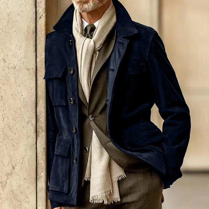 Street Wave Men's Premium Suede Jacket Soft Durable Outerwear For Modern Style Enthusiasts