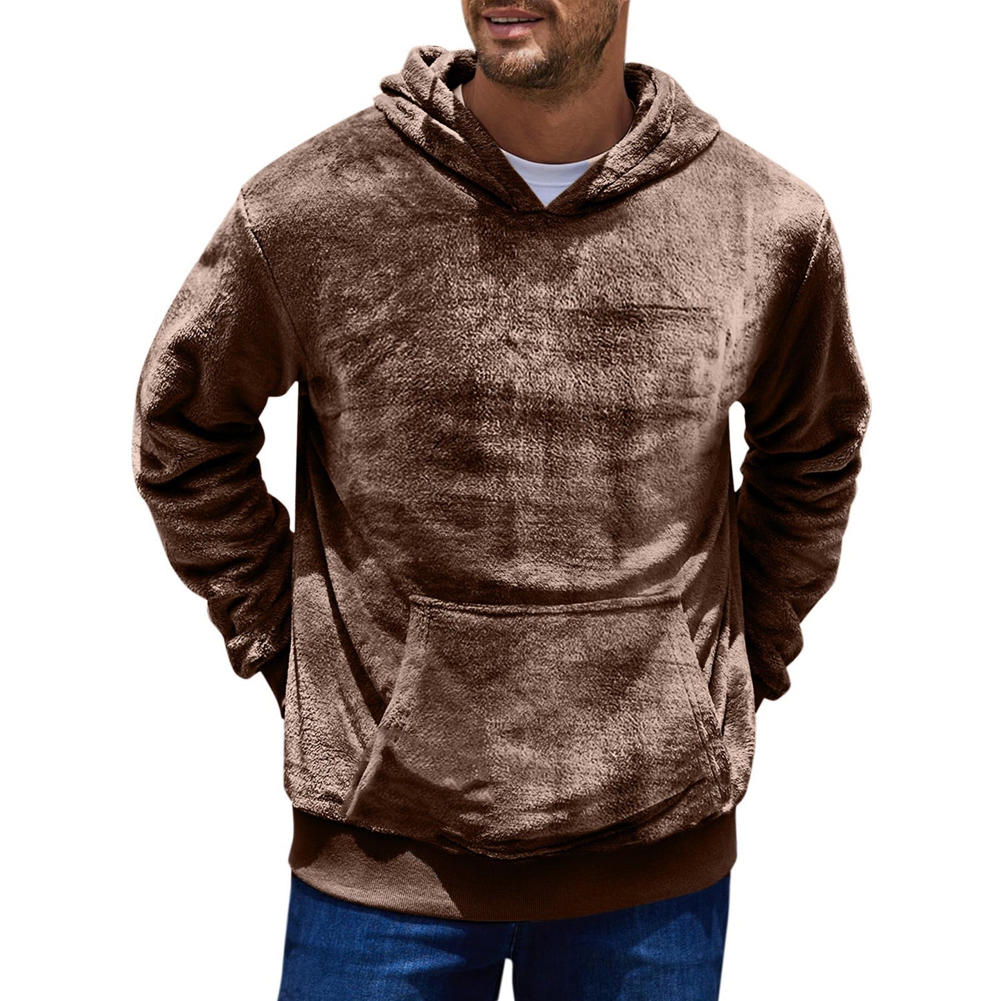 Street-wave Mens Cozy Fleece Hoodie With Kangaroo Pocket For All Day Warm Comfort