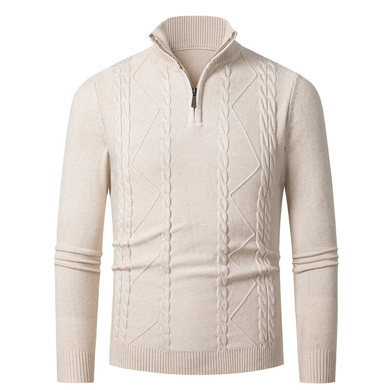 Street-wave Mens Cable Knit Sweater With Stand Collar For Men Cozy Warmth And Style
