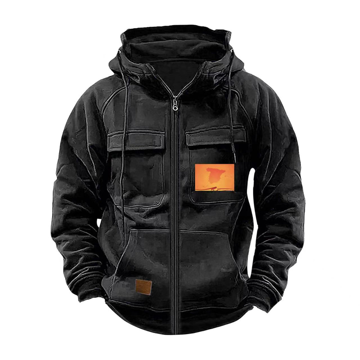 Street-wave Mens Multifunctional Hooded Jacket With Practical Pockets All-Season