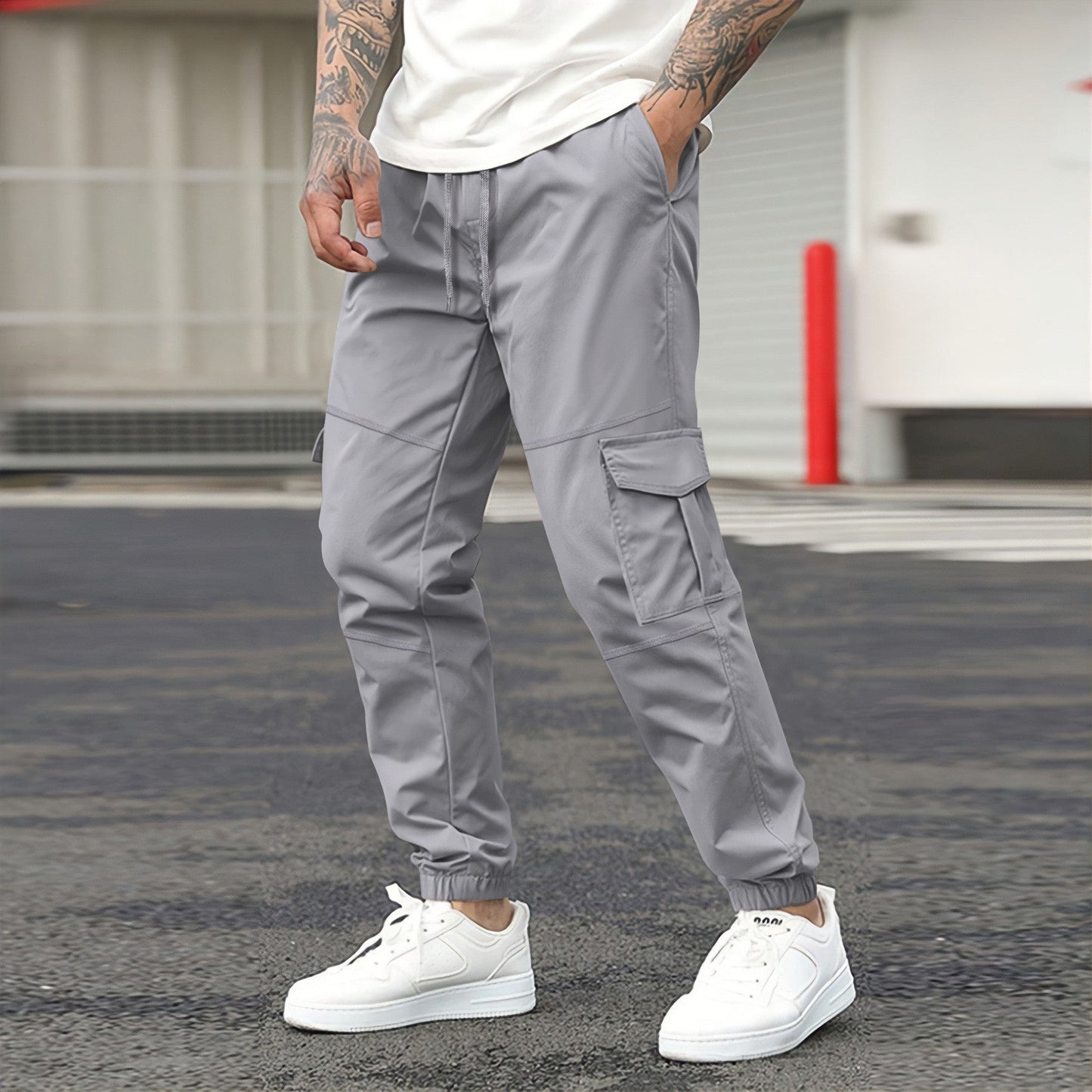 Streetwave Mens Cargo Joggers With Elastic Waistband And Large Cargo Pockets For Urban Comfort