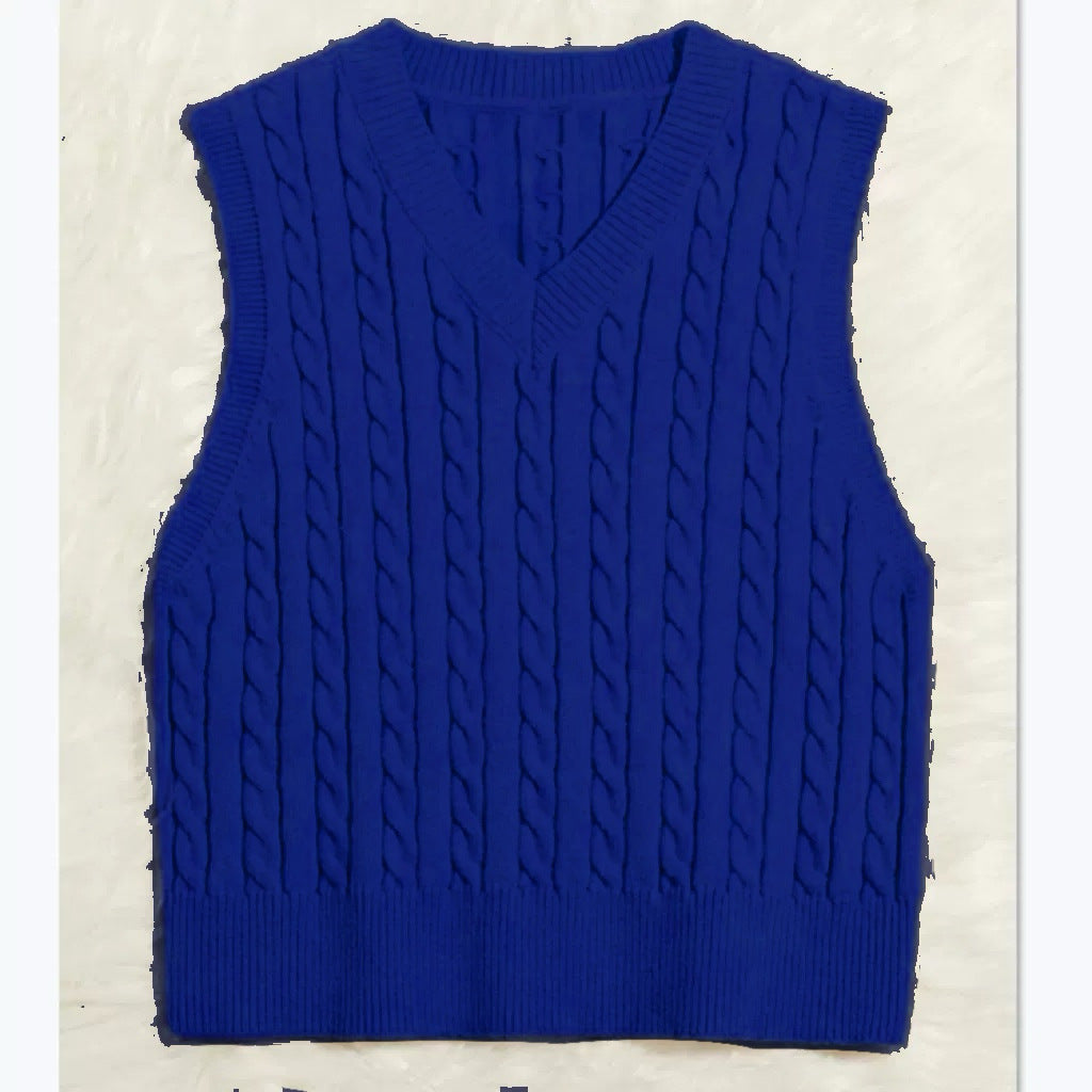 Street-Wave Womens Cable Knit Vest With V-Neck For Women Soft Cotton Blend Versatile Layering