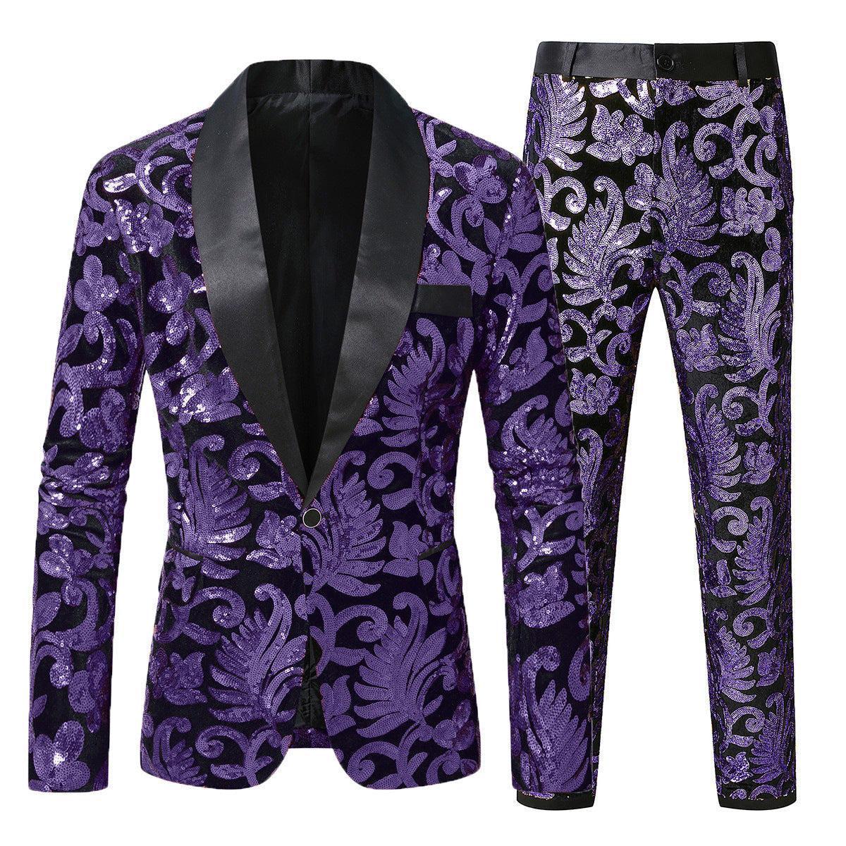 Street Wave Mens Glamorous Gold Sequin Suit Set For Nightlife Partygoers Showstopper Luxury