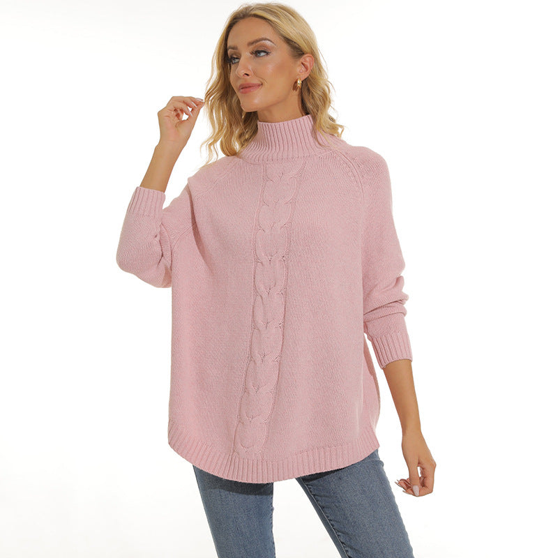 Street-Wave Women Chunky Knit Turtleneck Sweater With Cable Pattern Warm Cozy Fit