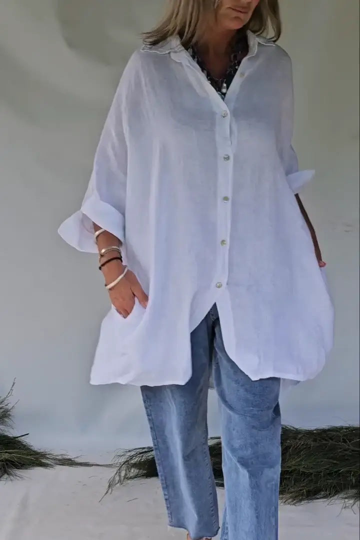 Plus Size Loose Fit Blouse Streetwave With Button Front For Curvy Women Comfort Everyday Wear