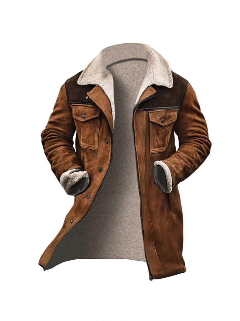 Street Wave Mens Suede Leather Jacket With Premium Warm Fleece Lining For Cold Weather All Winter