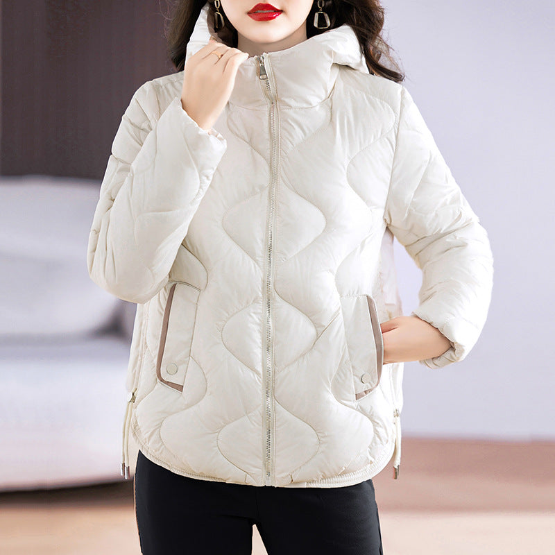 Street-wave Womens Insulated Puffer Jacket With High Collar And Zip Pockets For Cold Weather